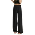 thumbnail image 1 of Women's Casual Wide Leg Palazzo Pants High Waisted Flowy Trousers Lightweight Comfortable Boho Beach Elastic Waist Summer Outfits with Pockets, 1 of 2