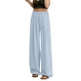 thumbnail image 1 of Women's Casual Wide Leg Palazzo Pants High Waisted Flowy Trousers Lightweight Comfortable Boho Beach Elastic Waist Summer Outfits with Pockets, 1 of 2