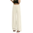 thumbnail image 1 of Women's Casual Wide Leg Palazzo Pants High Waisted Flowy Trousers Lightweight Comfortable Boho Beach Elastic Waist Summer Outfits with Pockets, 1 of 2