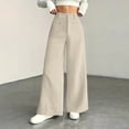 thumbnail image 1 of Women's Casual Wide Leg Pants, High Waist Loose Slimming Solid Color Long Trousers, Comfort Fashion Bottoms for Office, Travel and Daily Wear,Beige,2XL, 1 of 6