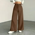 thumbnail image 1 of Women's Casual Wide Leg Pants, High Waist Loose Slimming Solid Color Long Trousers, Comfort Fashion Bottoms for Office, Travel and Daily Wear,Coffee,XL, 1 of 6