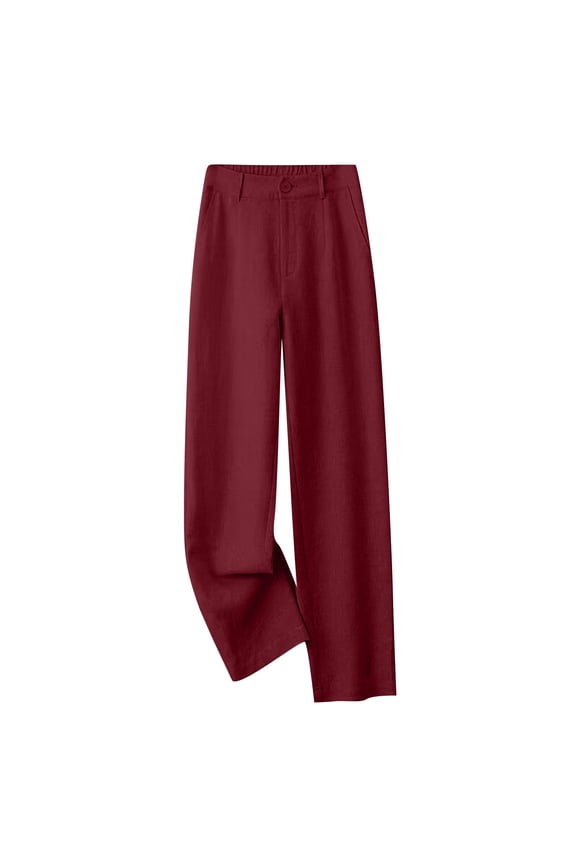 Women's Casual Wide Leg Pants High Waisted Button Down Straight Long Trousers Palazzo Pants With Pockets
