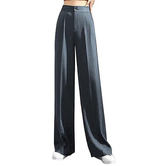 Womens Dress Pants Casual Loose Baggy High Waist Straight Wide Leg Full Length Office Business Suit Pants Work Trousers