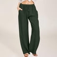 thumbnail image 1 of Women's Casual Wide Leg Pants Wide Leg Palazzo Pants Adjustable Tie Knot Elastic Waist Pants Beach Trousers with Pockets(Green,XXL), 1 of 6