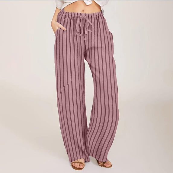 Women's Casual Wide Leg Pants with Drawstring Waist and Pockets, Loose Fit Trousers for Daily Wear