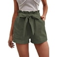 thumbnail image 1 of Women's Casual Wide Leg Shorts Solid Paper Bag High Waist Belted Shorts, 1 of 6
