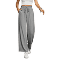 thumbnail image 1 of Women’s Casual Wide Leg Sweatpants Flowy Lounge Pants with Pockets Adjustable Tie Knot Elastic Waist Pajama Pants, 1 of 8