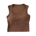 thumbnail image 1 of Women's Casual Wide Strap Square Neck High Waist Camisole Comfortable Stretchy Soft Breathable Summer Tank Top, 1 of 2