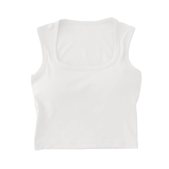 Women's Casual Wide Strap Square Neck High Waist Camisole Comfortable Stretchy Soft Breathable Summer Tank Top