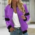 thumbnail image 1 of Women's Casual Windbreaker Jacket Fashion Solid Color Pocket Zipper Top Outerwear Jacket on Clearance, 1 of 1