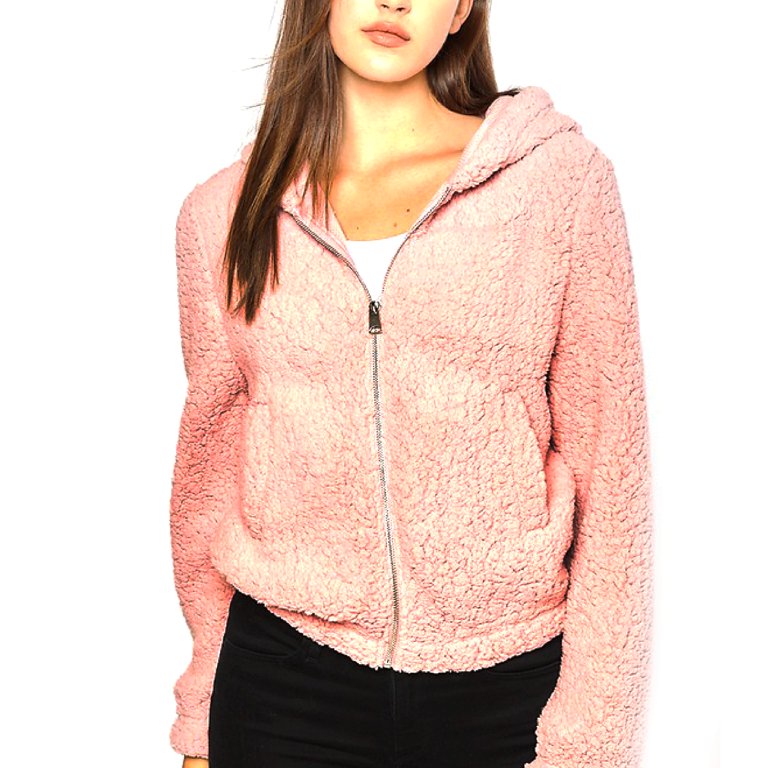 Women's Casual Winter Hoodie Warm Sherpa Lined Zipper Sweatshirt