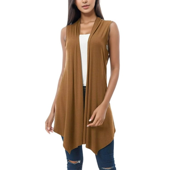Women's Casual Winter Jacket Front Draped Cardigan Blouse Vest Hem Asymmetric Open Sleeveless Trendy Outdoor Coat Warm Heavyweight Sweatshirt