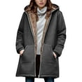 thumbnail image 1 of Women's Casual Winter Warm Fleece Lined Hooded Coat Long Jacket Zip Up Thick Sherpa Parka Outerwear with Pockets, 1 of 5