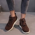 thumbnail image 1 of Women's Casual Winter Warm Walking Shoes, Round Toe Lace Up Fleece Lined Cotton Boots Design with Cushion Sole, Cozy Sneakers for Cold Weather Daily Wear, 1 of 6