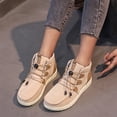 thumbnail image 1 of Women's Casual Winter Warm Walking Shoes, Round Toe Lace Up Fleece Lined Cotton Boots Design with Cushion Sole, Cozy Sneakers for Cold Weather Daily Wear, 1 of 4