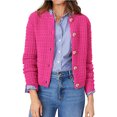 thumbnail image 1 of Women's Casual Work Cardigan Sweater, Cropped Button Down Textured Knit Top, Versatile Crew Neck Jacket for Office & Daily Wear, 1 of 7