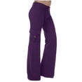 thumbnail image 1 of Women's Casual Work Pants Elastic High Waisted Retro Loose Fabric Plain Fashionable Jogging Outdoor Harem Pants With Pockets Comfortable Stylish, 1 of 2