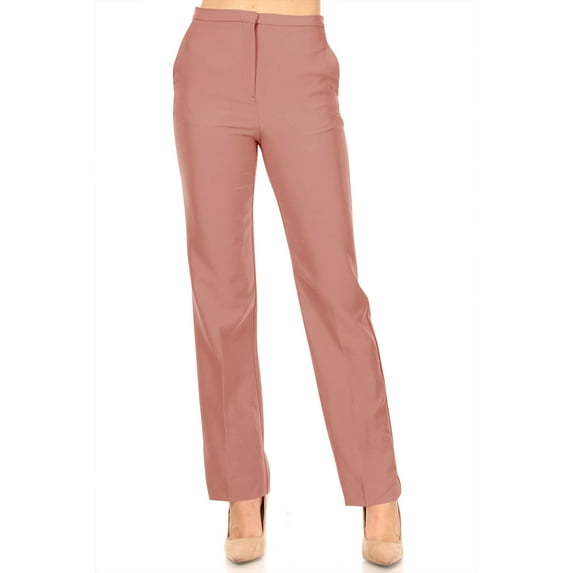 Women's Classic Straight-Leg Woven Dress Pants for Office and Work