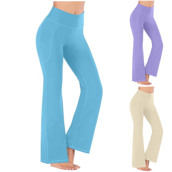 Women's Casual Yoga Pants Leggings Workout Tights High Waist Loose Fit Solid Color Soft Stretchy for Lounge Running Gym Fitness Travel Essentials | Aestivo,Light Blue M
