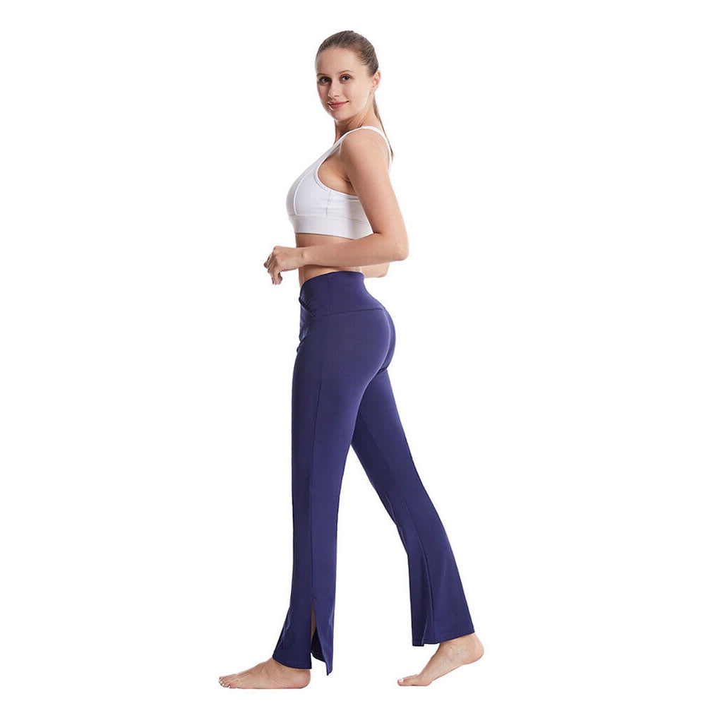 Women's Casual Yoga Pants V Crossover High Waist Flare Workout Pants  Leggings Split Hem Full Length Flare Leggings Fitness Sports Work and  Leisure 