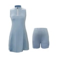 thumbnail image 1 of Women's Casual Yoga Tennis Dress Elastic Fitness Outfit with Pocket Two Piece Set, 1 of 2