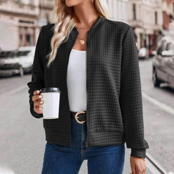 Women's Casual Zip Up Long Sleeve Jacket Outerwear Wool Winter Vest for Women Casual Zip up Jacket Women Pullover Womens Fashion Vest Woman Clothes Cute Casual Jackets for Women Casual Winter Jackets
