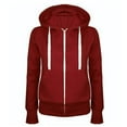 thumbnail image 1 of Women's Casual Zip Up Hoodie Jacket Long Sleeve Drawstring Hooded Sweatshirt with Pocket Red XXL, 1 of 2