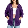 thumbnail image 1 of Women’s Casual Zip Up Hoodie Jacket with Pockets Lightweight Sweatshirt Coat, 1 of 5