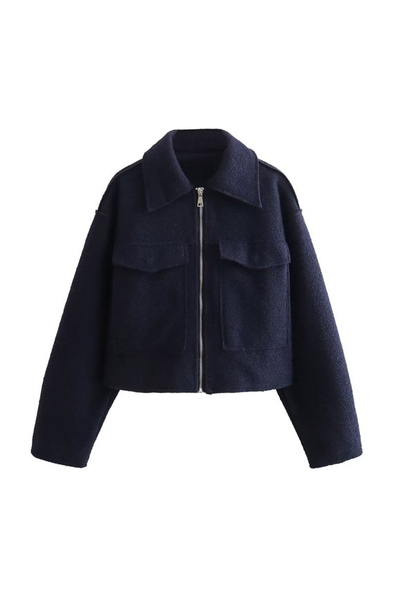 Women's Casual Zip Up Jacket Lightweight Comfortable Stand Collar Short Coat Stylish Outdoor Sports Outerwear