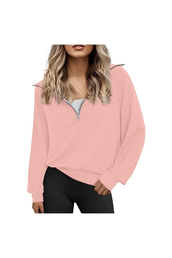 Women's Casual Zip Up Sweatshirt Long Sleeve Loose Fit Pullover Jacket Soft Comfortable Lightweight Stylish Athleisure Top