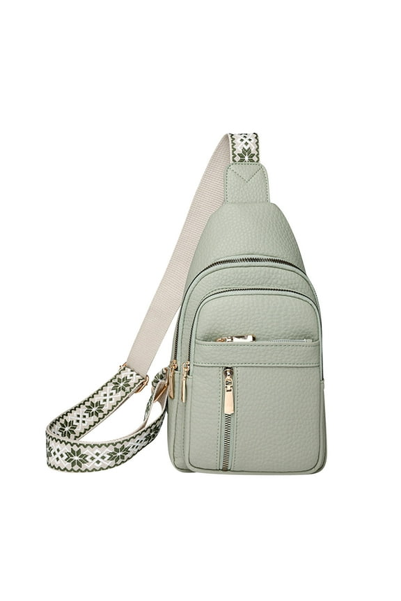 Women's Casual Zipper Waist Pack Sling Bag Crossbody Shoulder Chest Bag Adjustable Guitar Strap Durable Leather Travel Gym Daily Use Phone Pocket