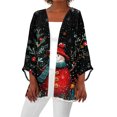thumbnail image 1 of Women's Casual and Fashionable Christmas Printed Lightweight Mid-Length Jacket Cardigan, for Spring and Fall Wear,Black,XL, 1 of 7