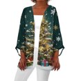thumbnail image 1 of Women's Casual and Fashionable Christmas Printed Lightweight Mid-Length Jacket Cardigan, for Spring and Fall Wear,Dark Green,2XL, 1 of 7