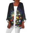 thumbnail image 1 of Women's Casual and Fashionable Christmas Printed Lightweight Mid-Length Jacket Cardigan, for Spring and Fall Wear,Navy,S, 1 of 7