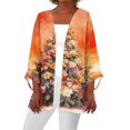 thumbnail image 1 of Women's Casual and Fashionable Christmas Printed Lightweight Mid-Length Jacket Cardigan, for Spring and Fall Wear,Orange,L, 1 of 7