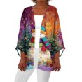 thumbnail image 1 of Women's Casual and Fashionable Christmas Printed Lightweight Mid-Length Jacket Cardigan, for Spring and Fall Wear,Orange,L, 1 of 7