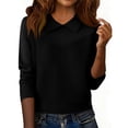 thumbnail image 1 of Women's Casual and Fashionable Lapel Long Sleeve Knitted Solid Color Top Sweater for Stylish and Versatile Outfits,Black,XL, 1 of 6