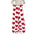 thumbnail image 1 of Women's Casual and Fashionable Printed Elastic Waist Loose Wide Leg Pants with Plush Lining for Winter and Lounge Wear,Red,2XL, 1 of 3