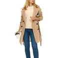 thumbnail image 1 of Women's Casual and Stylish Solid Color Loose Double-Breasted Long Trench Coat, Lapel Collar with Lining for Elegant Fall and Winter Outerwear,Khaki,L, 1 of 5