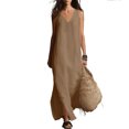 Slit Microchanels Women's Casual sundresses Summers Beach Dress Casual Loose V Neck Side ...