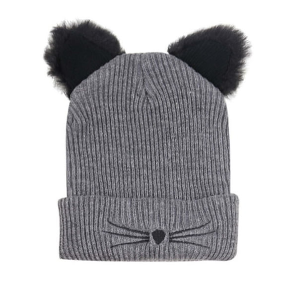 Women's Cat Beanie Crochet Hats with Ears Knitted Black Cat Hats Winter Cute Y2k Cat Ears Beanie for Adults