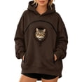 thumbnail image 1 of Women's Cat Carrier Hoodie Oversized Long Sleeve Drawstring Pullover Sweatshirt with Pet Holding Pouch for Pet Lovers, 3XL, 1 of 3