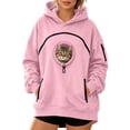 thumbnail image 1 of Women's Cat Carrier Hoodie Oversized Long Sleeve Drawstring Pullover Sweatshirt with Pet Holding Pouch for Pet Lovers, M, 1 of 3