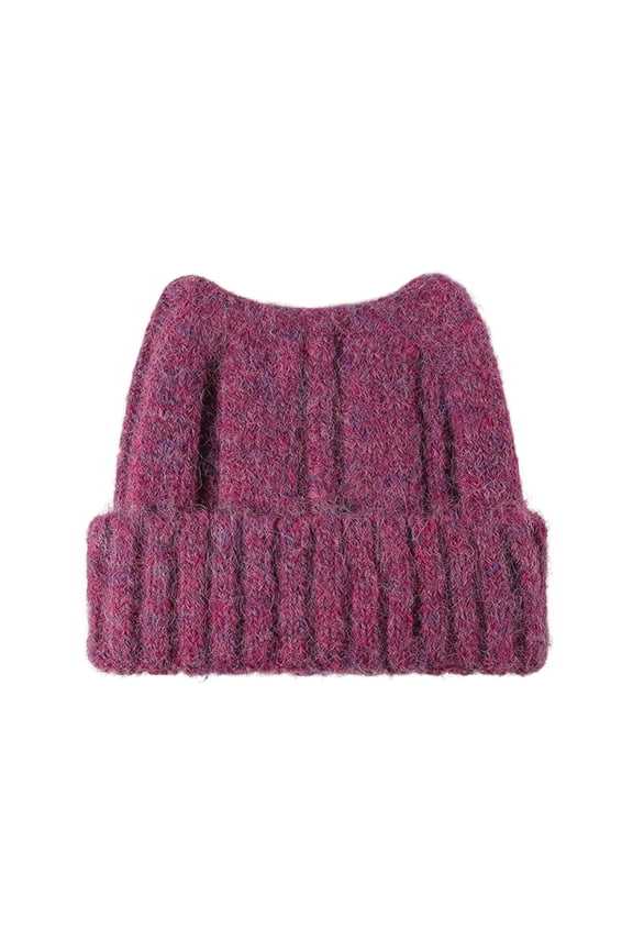Women’s Cat Ear Winter Beanie Knitted Thermal Stretch Skull Cap Soft Warm Cozy Headwear for Fall and Cold Season Casual Outdoor Wear