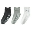 thumbnail image 1 of Women's Cat Face Grip Socks with Paw Print Anti-Slip Sole Soft Knit Ankle Socks for Home or Yoga 3-Pack - One Size Fits Most, Multicolor 2, 1 of 6