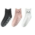 thumbnail image 1 of Women's Cat Face Grip Socks with Paw Print Anti-Slip Sole Soft Knit Ankle Socks for Home or Yoga 3-Pack - One Size Fits Most, Multicolor 3, 1 of 6