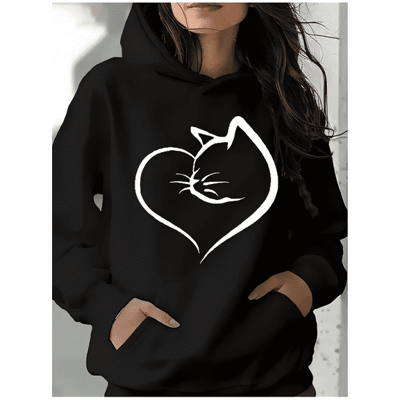 Women's Cat Hoodie – Cozy Pullover with Cute Cat Print