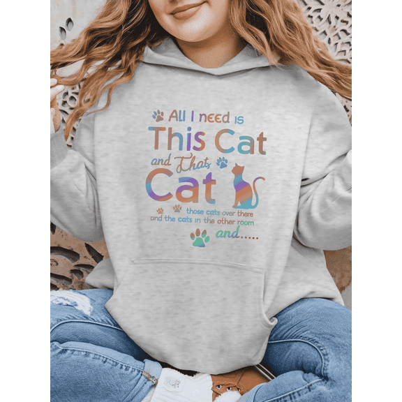 Women's Cat Hoodie – Cozy Pullover with Cute Cat Print