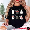 thumbnail image 1 of Cotton Women's Cat Lover Christmas Graphic Tee T Shirt Top Short Sleeve Round Neck Breathable Black S-5XL, 1 of 5