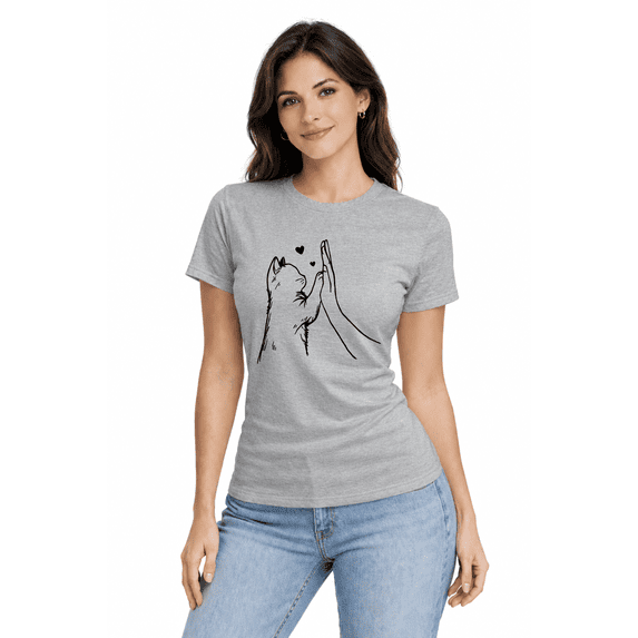 Women's Cat Paw Graphic T-Shirt Cute Pet Lover Casual Crew Neck Short Sleeve Tee